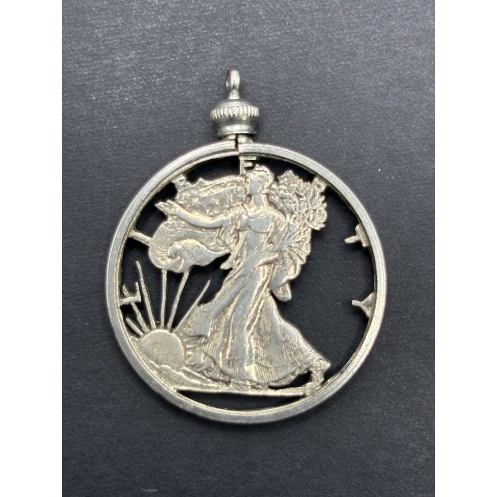 Vintage 900 Silver Walking Liberty Pendant 11 Grams G9